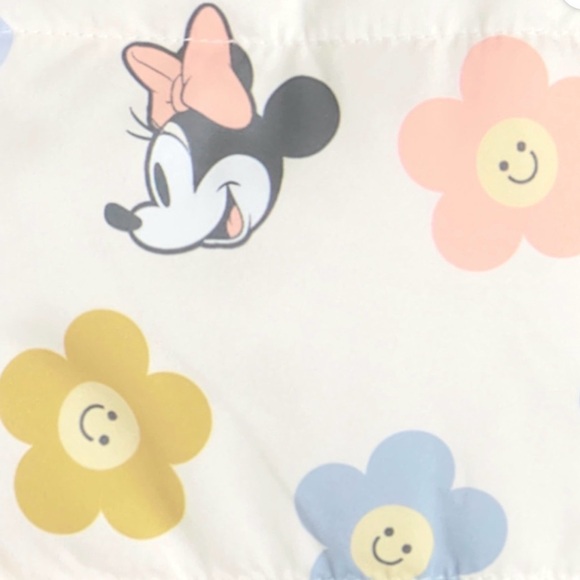 Disney Kids Puffer Jacket - Cream with Floral and Character Print - Picture 3 of 10